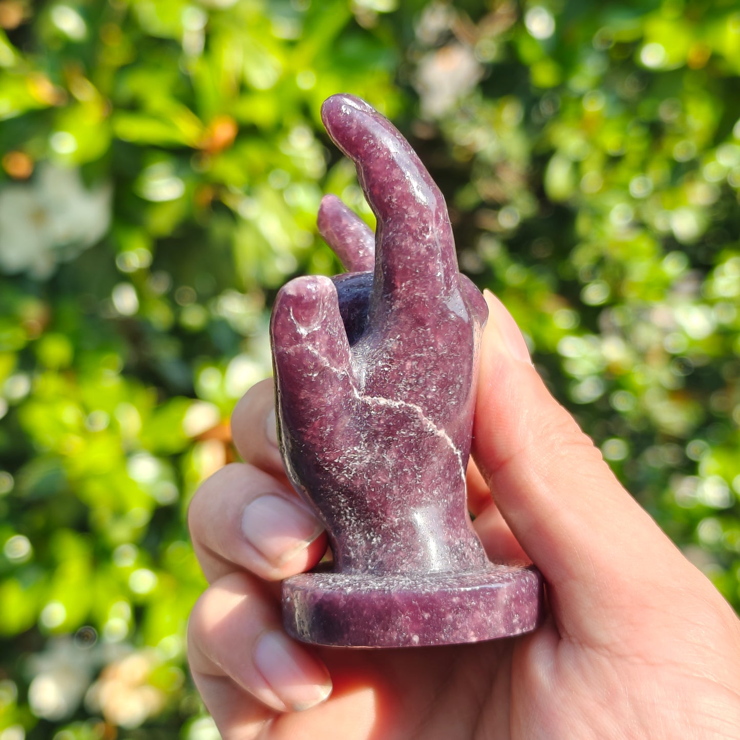 Hand Carved Lepidolite Hand For Decoration And Gift