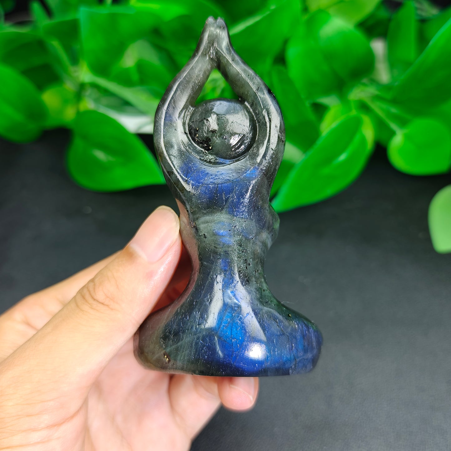 Hand Carved Labradorite Yoga Woman For Decoration And Gift