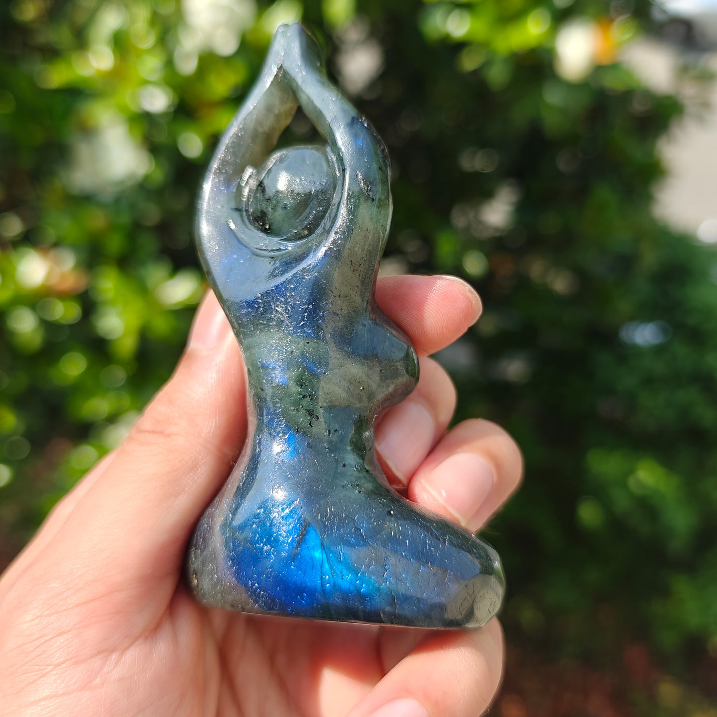 Hand Carved Labradorite Yoga Woman For Decoration And Gift