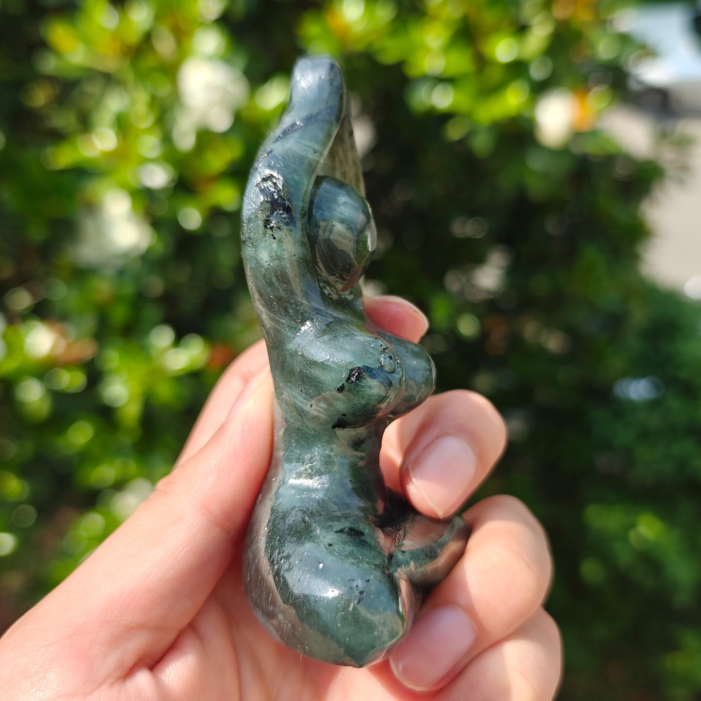 Hand Carved Labradorite Yoga Woman For Decoration And Gift