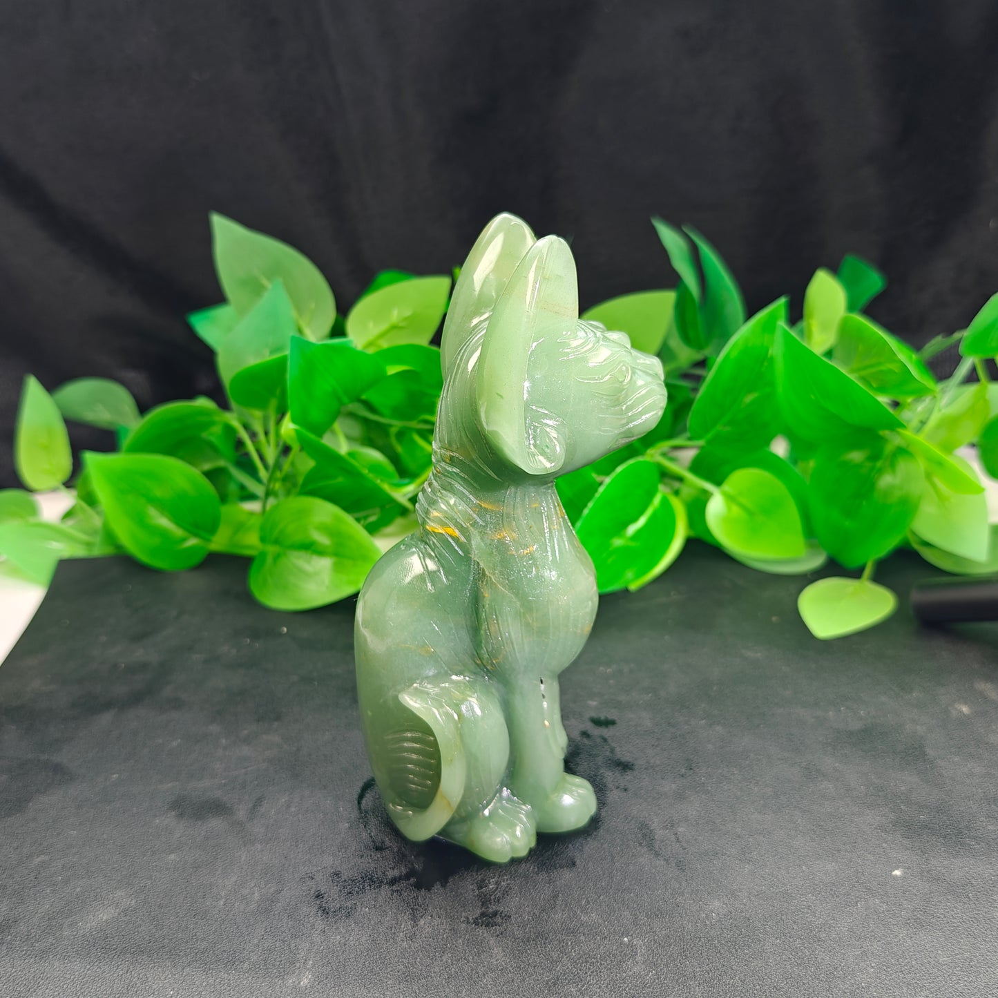 Hand Carved Green Aventurine Cat For Decoration And Gift