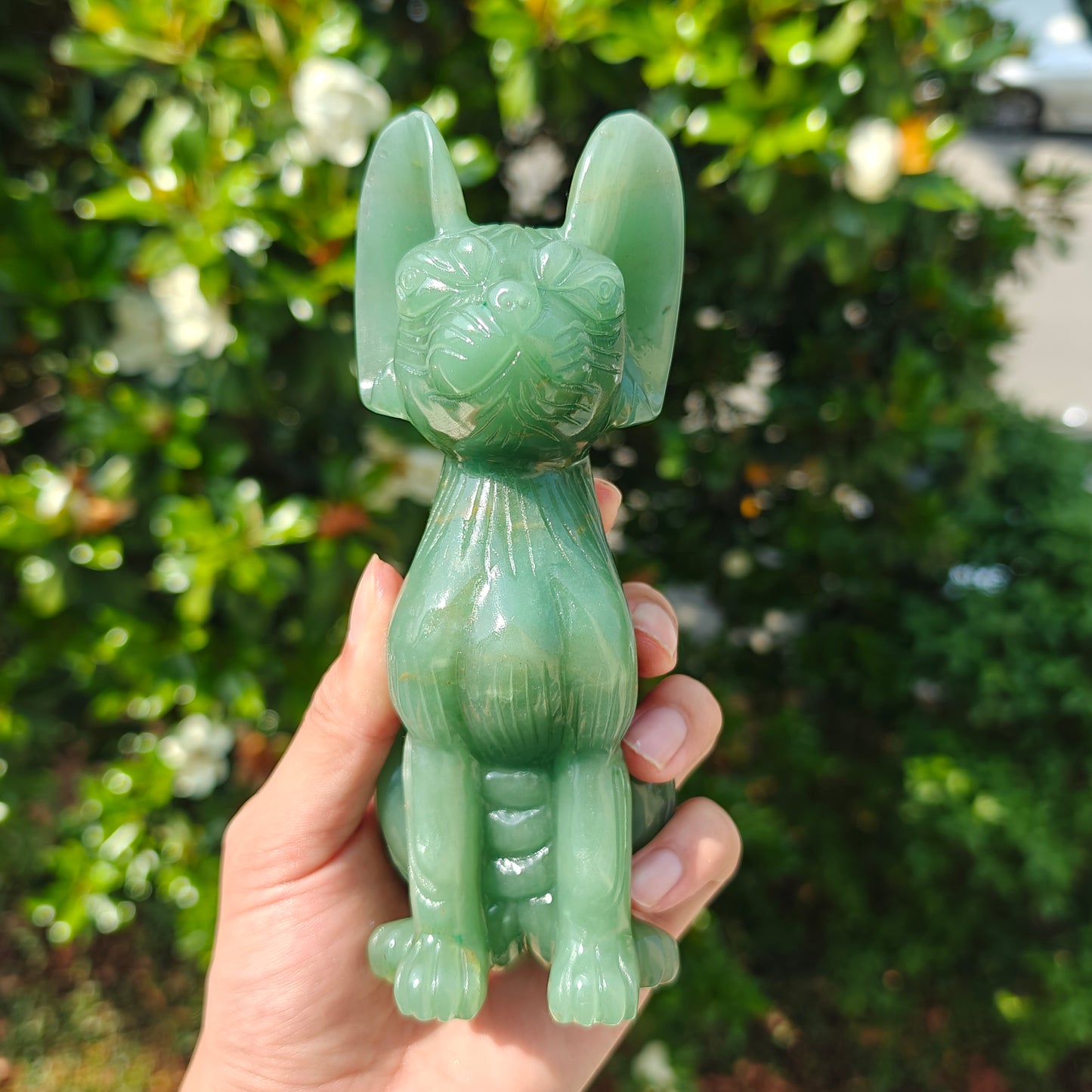 Hand Carved Green Aventurine Cat For Decoration And Gift