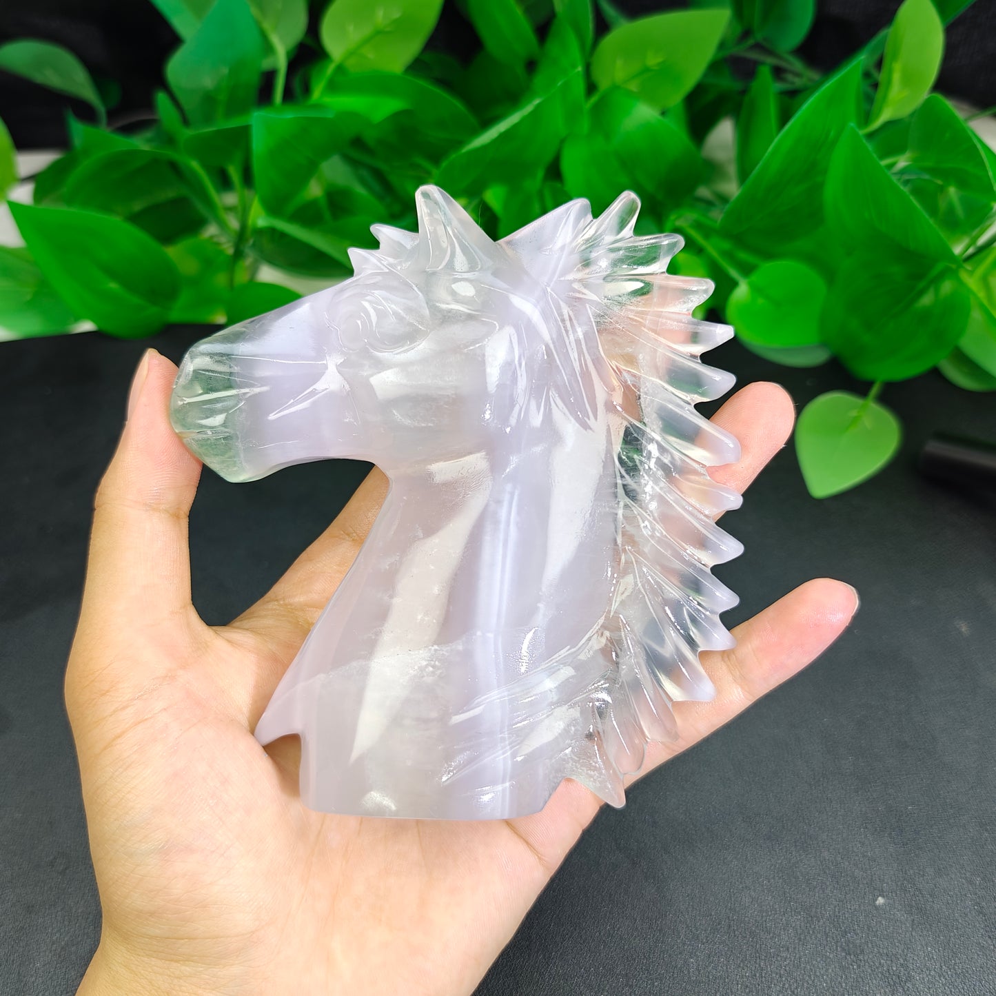 Hand Carved Fluorite Horse Head For Decoration And Gift