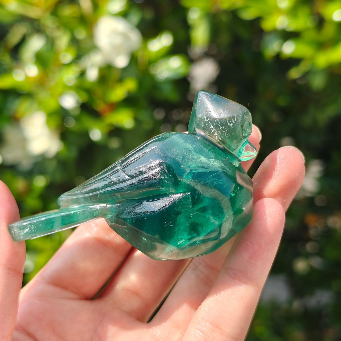 Hand Carved Green Fluorite Bird For Decoration And Gift