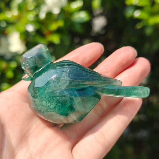 Hand Carved Green Fluorite Bird For Decoration And Gift