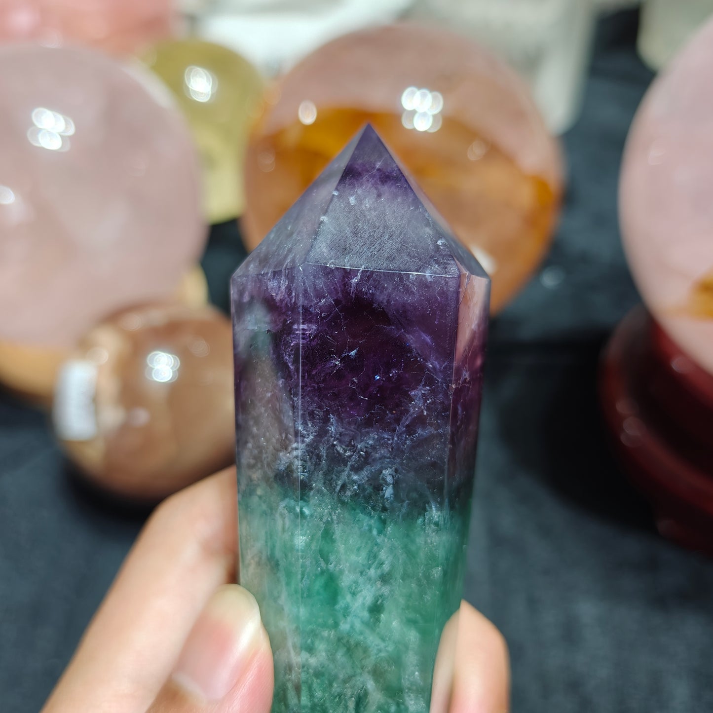 Wholesale Watermelon Fluorite Wand For Decoration And Gift