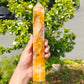 Hand Carved Golden Healer Quartz Tower For Decoration And Gift