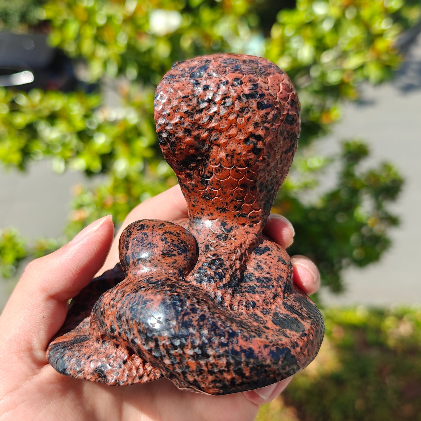 Hand Carved Red Obsidian Cobra For Decoration And Gift