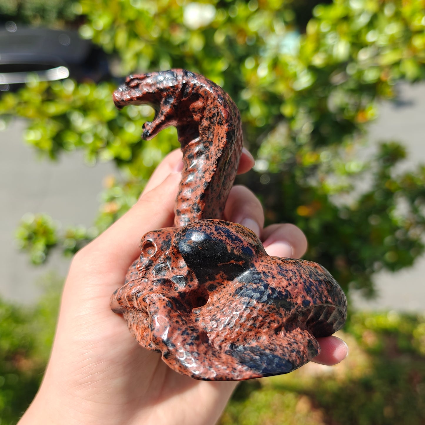 Hand Carved Red Obsidian Cobra For Decoration And Gift