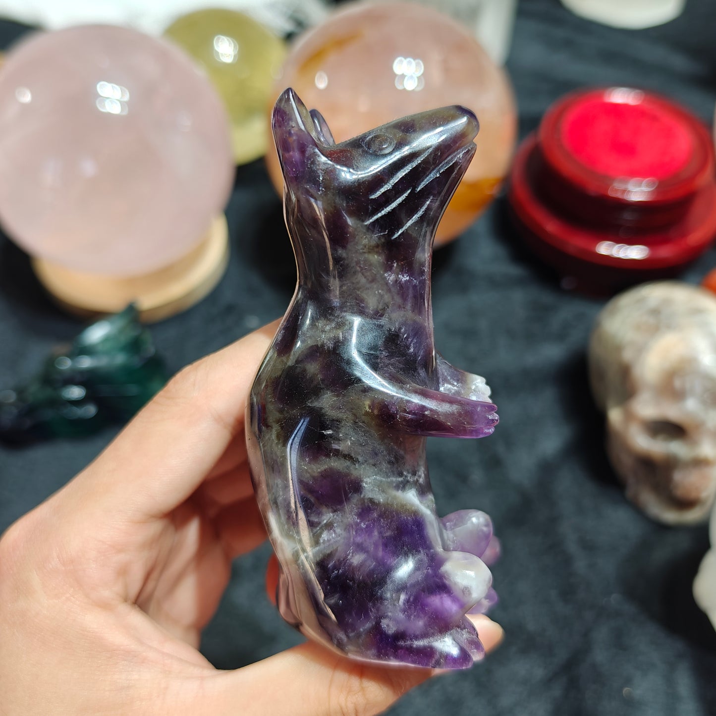 Hand Carved Dream Amethyst Mouse For Decoration And Gift