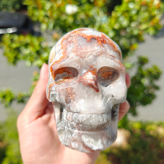 Hand Carved Mexican Agate Skull For Decoration And Gift