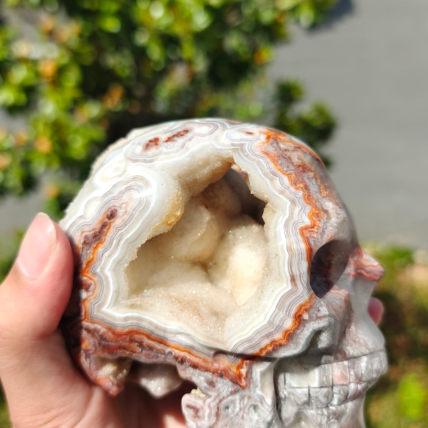 Hand Carved Mexican Agate Skull For Decoration And Gift