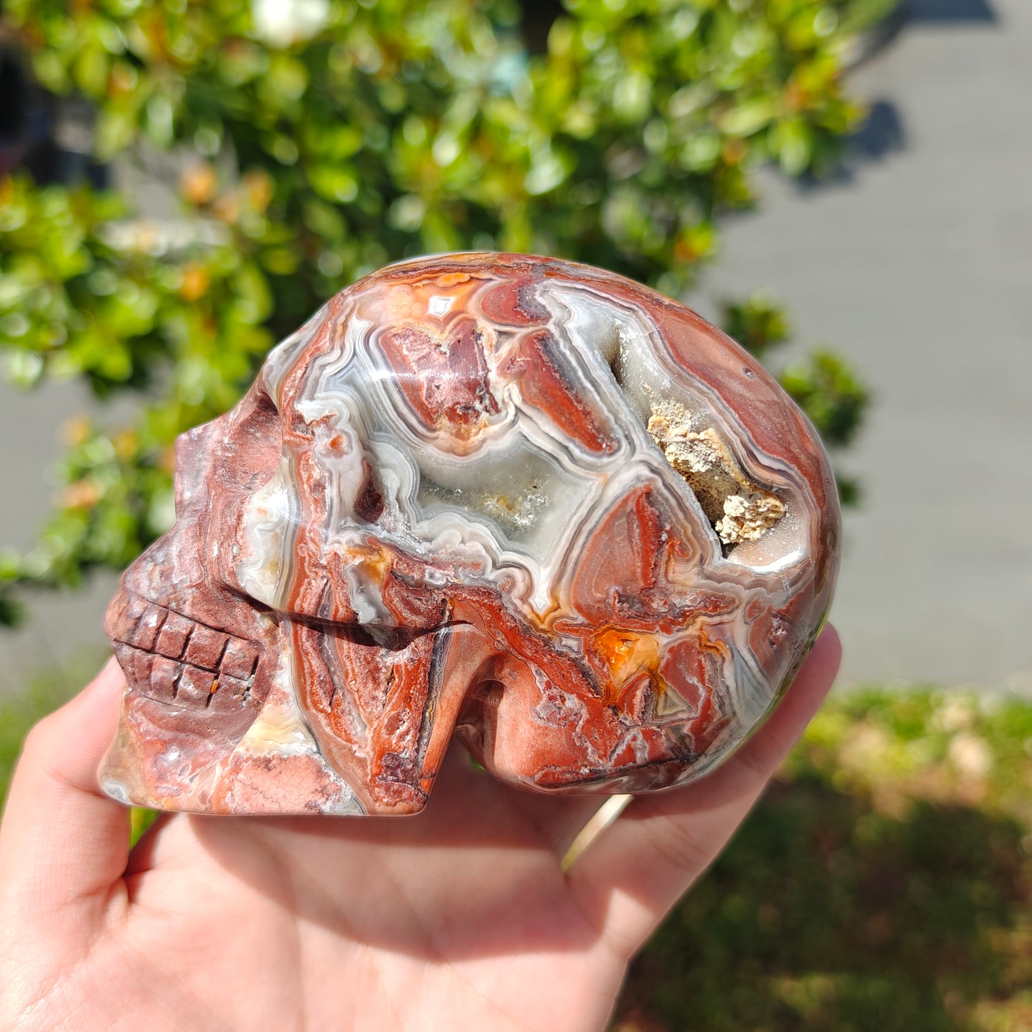 Hand Carved Mexican Agate Skull For Decoration And Gift