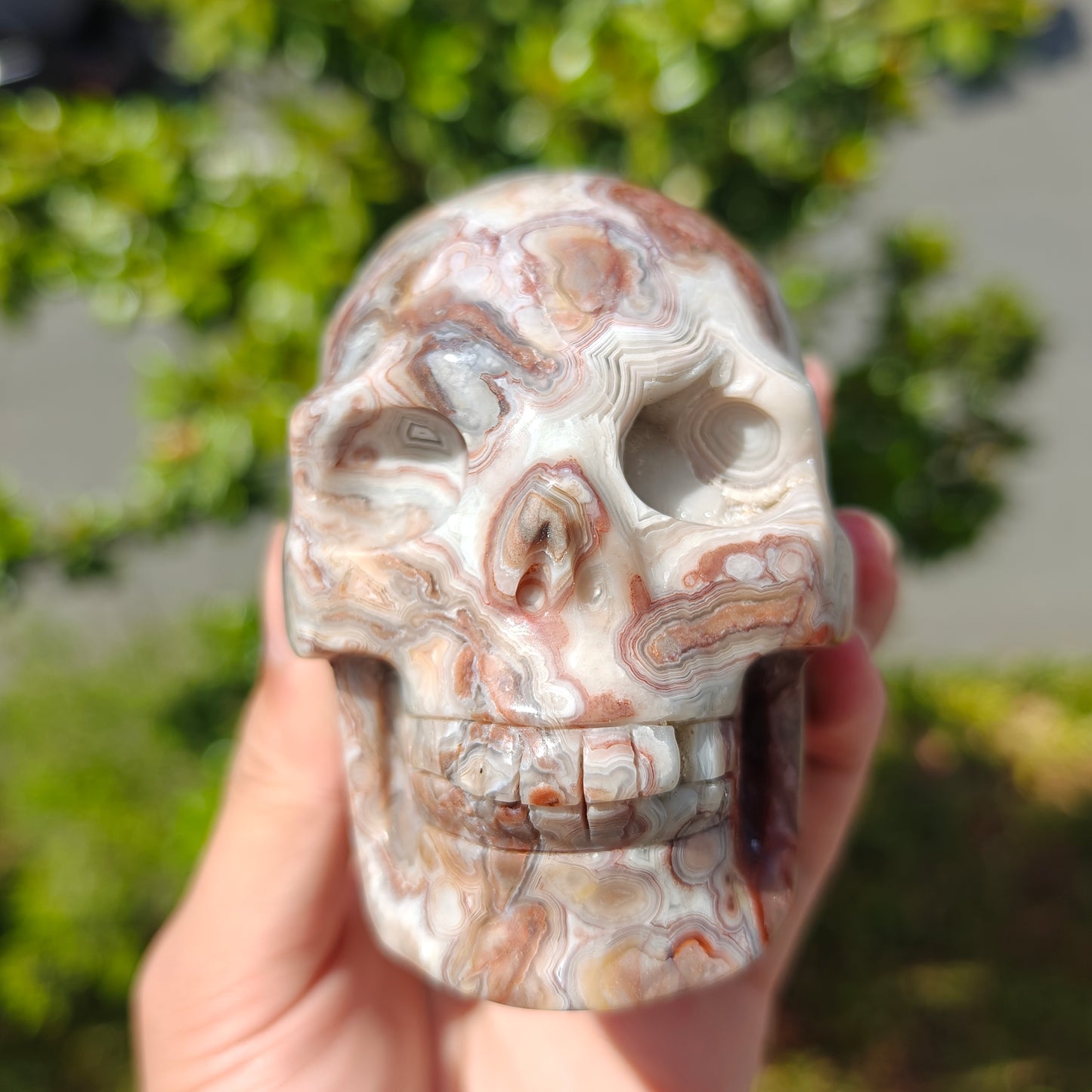 Hand Carved Mexican Agate Skull For Decoration And Gift