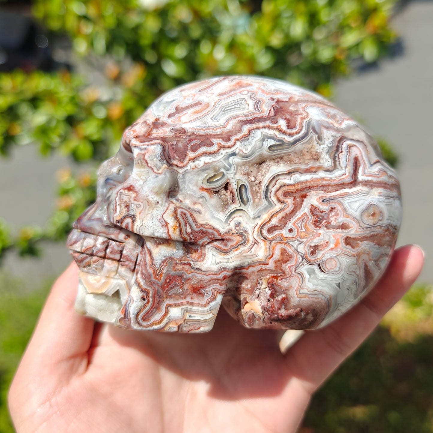 Hand Carved Mexican Agate Skull For Decoration And Gift