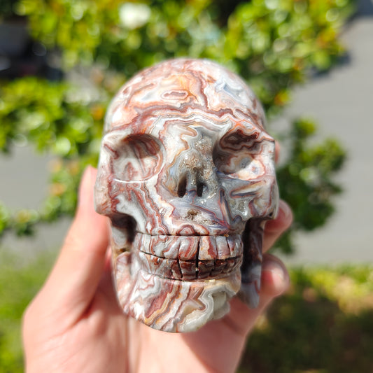 Hand Carved Mexican Agate Skull For Decoration And Gift