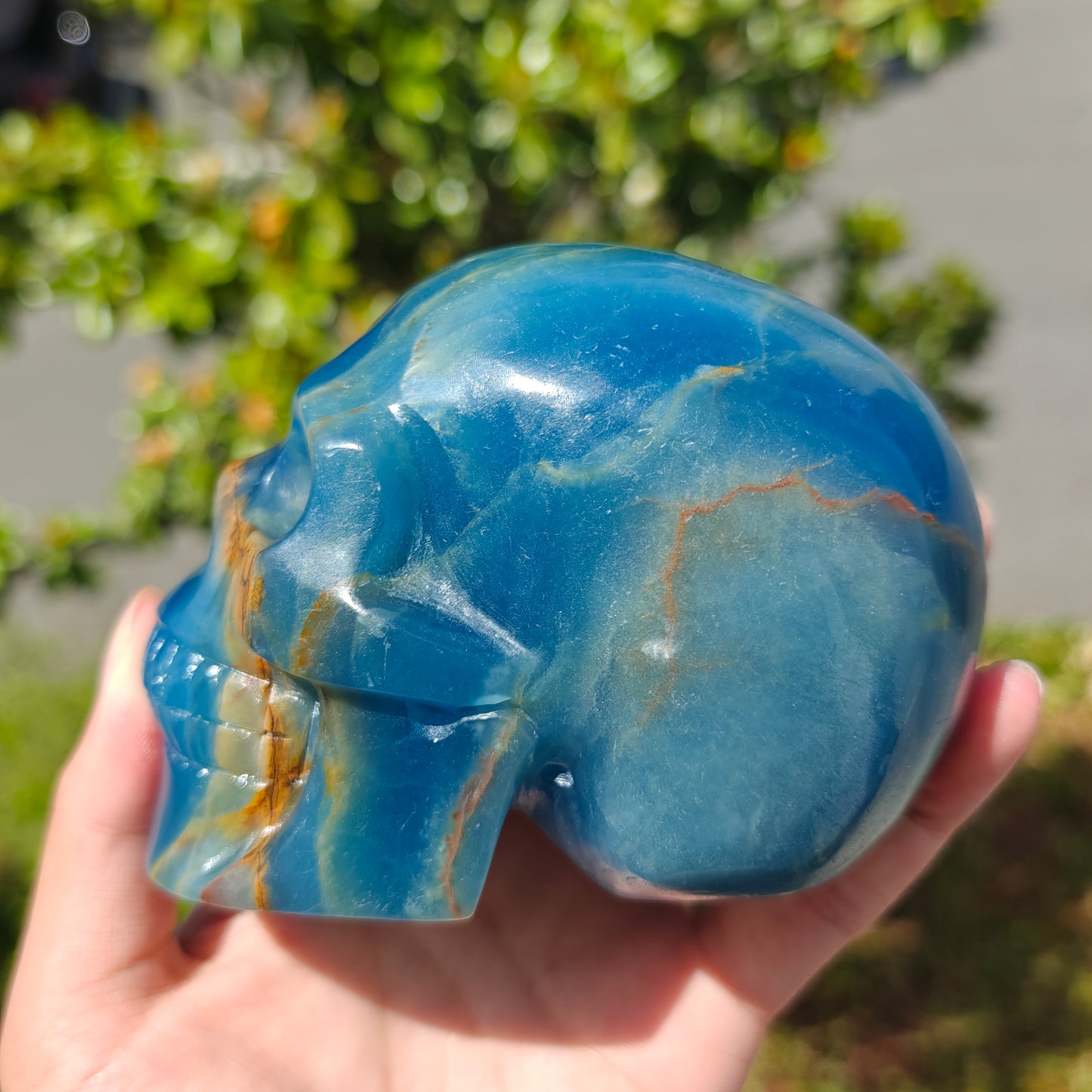 Hand Carved Blue Onyx Skull For Decoration And Gift