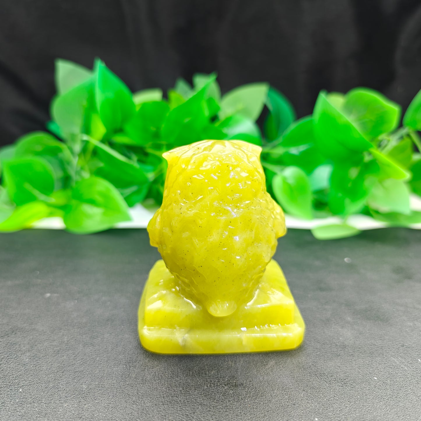 Hand Carved Lemon Jade Owl For Decoration And Gift