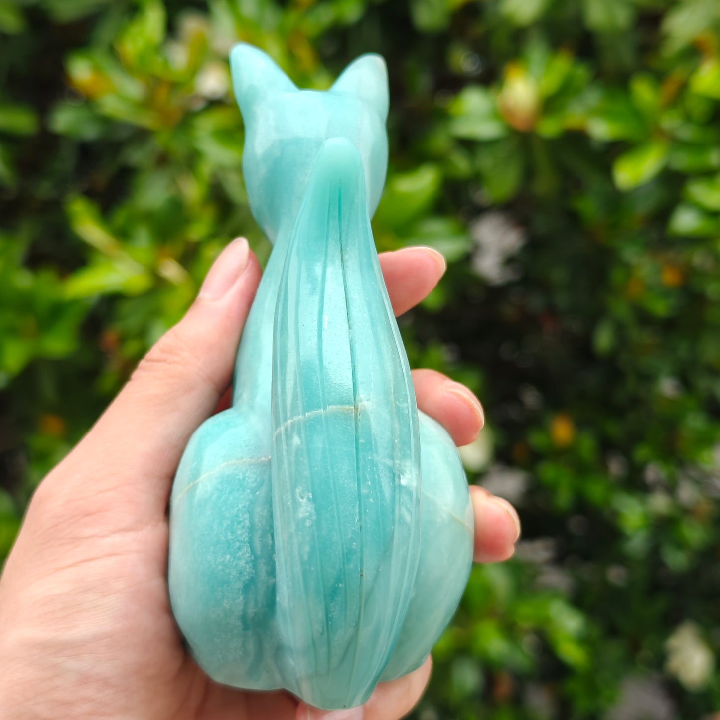 Hand Carved Amazonite Fox For Decoration And Gift