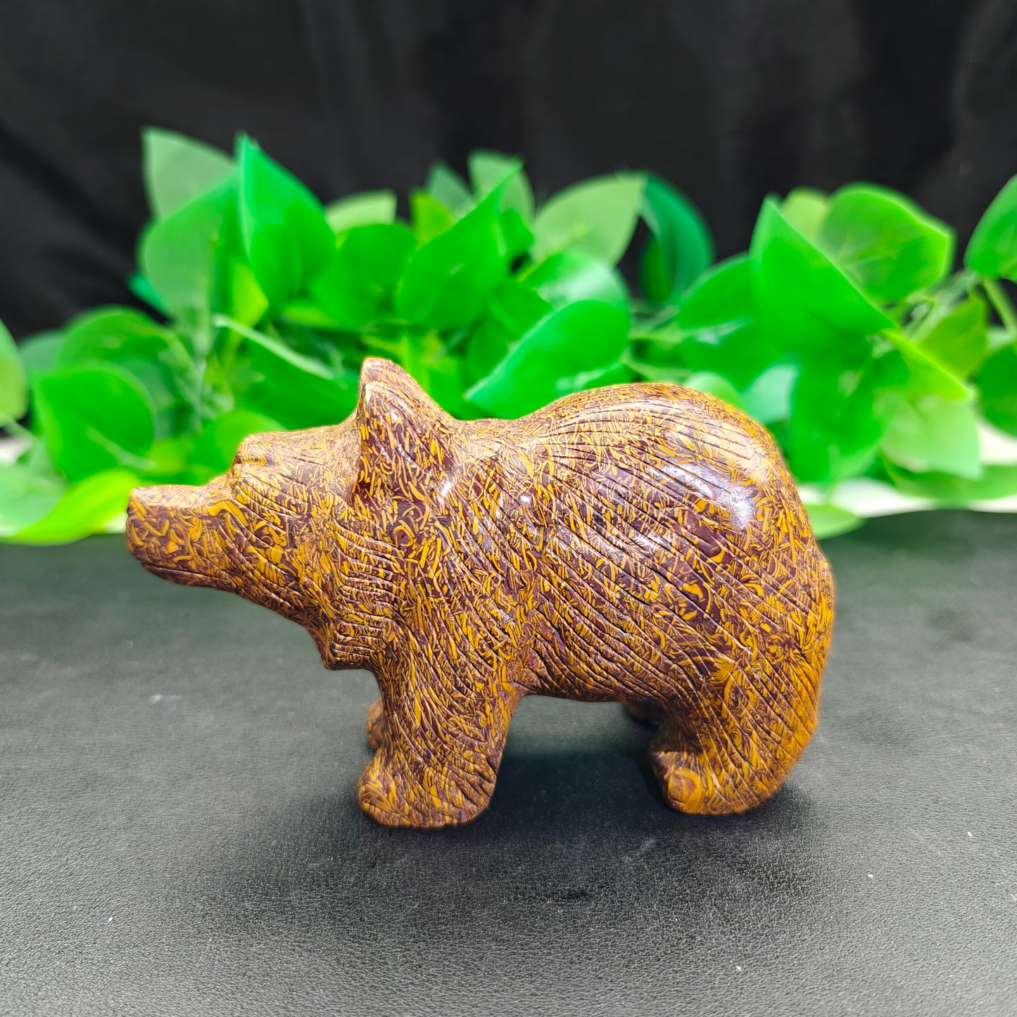 Hand Carved Mariam Jasper Bear For Decoration And Gift