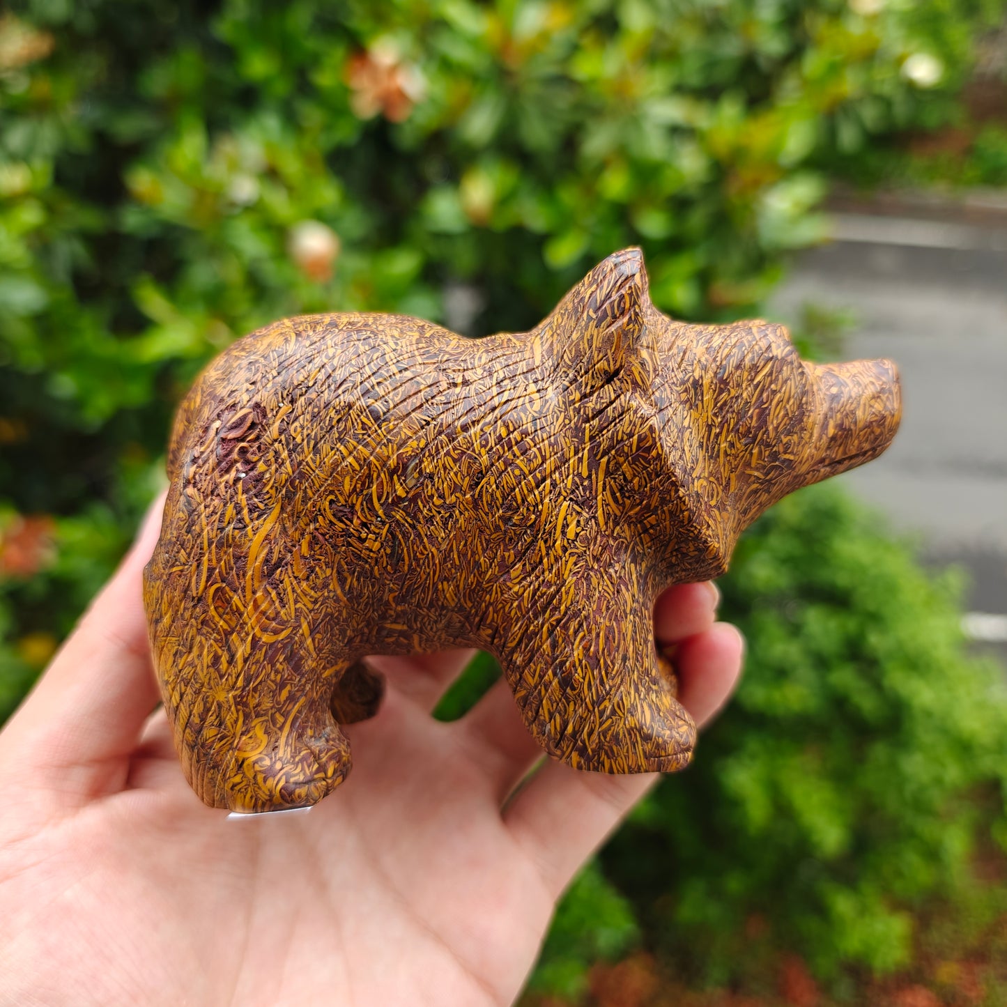 Hand Carved Mariam Jasper Bear For Decoration And Gift