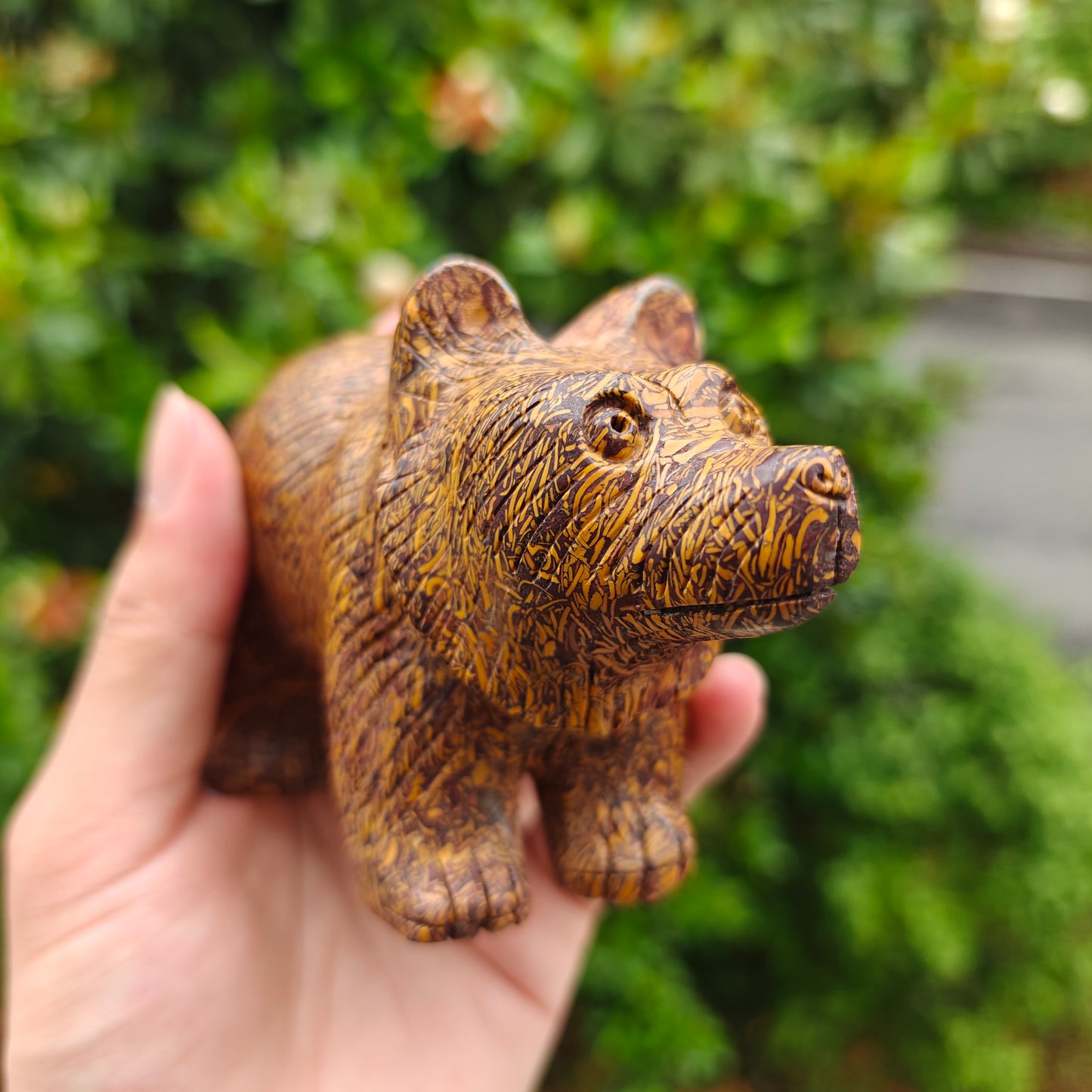 Hand Carved Mariam Jasper Bear For Decoration And Gift