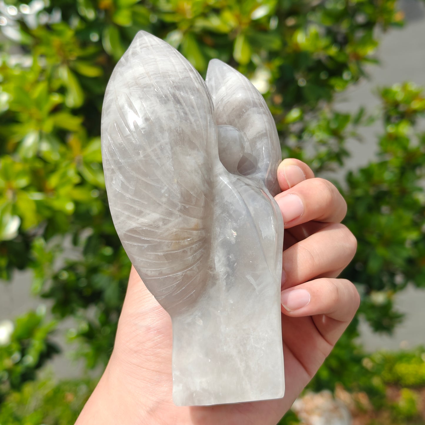 Hand Carved Blue Rose Quartz Angle For Decoration And Gift