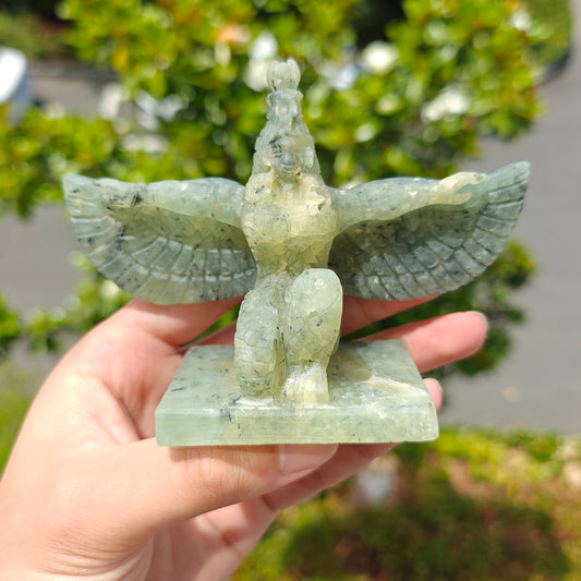 Hand Carved Prehnite Goddess Isis For Decoration And Gift