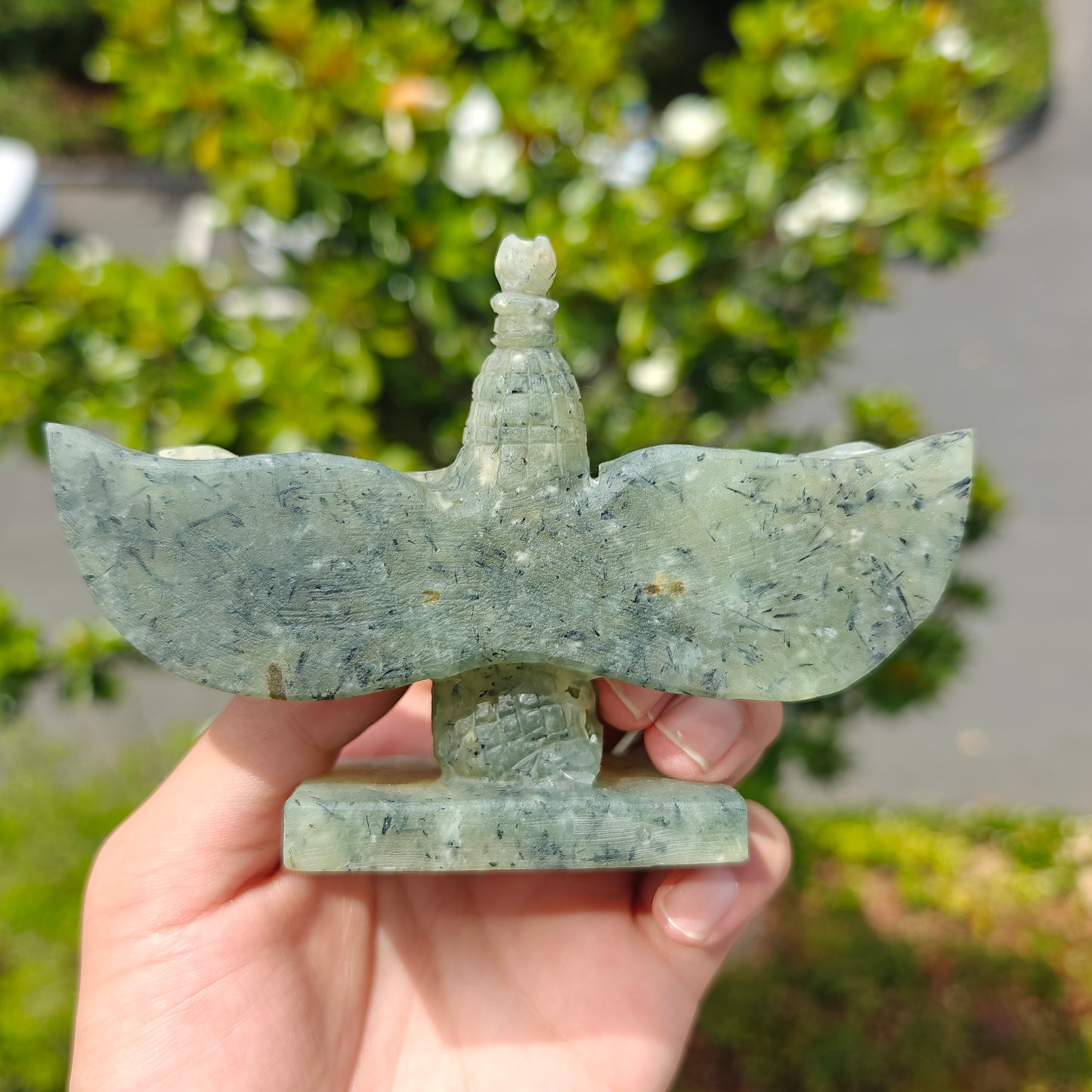 Hand Carved Prehnite Goddess Isis For Decoration And Gift