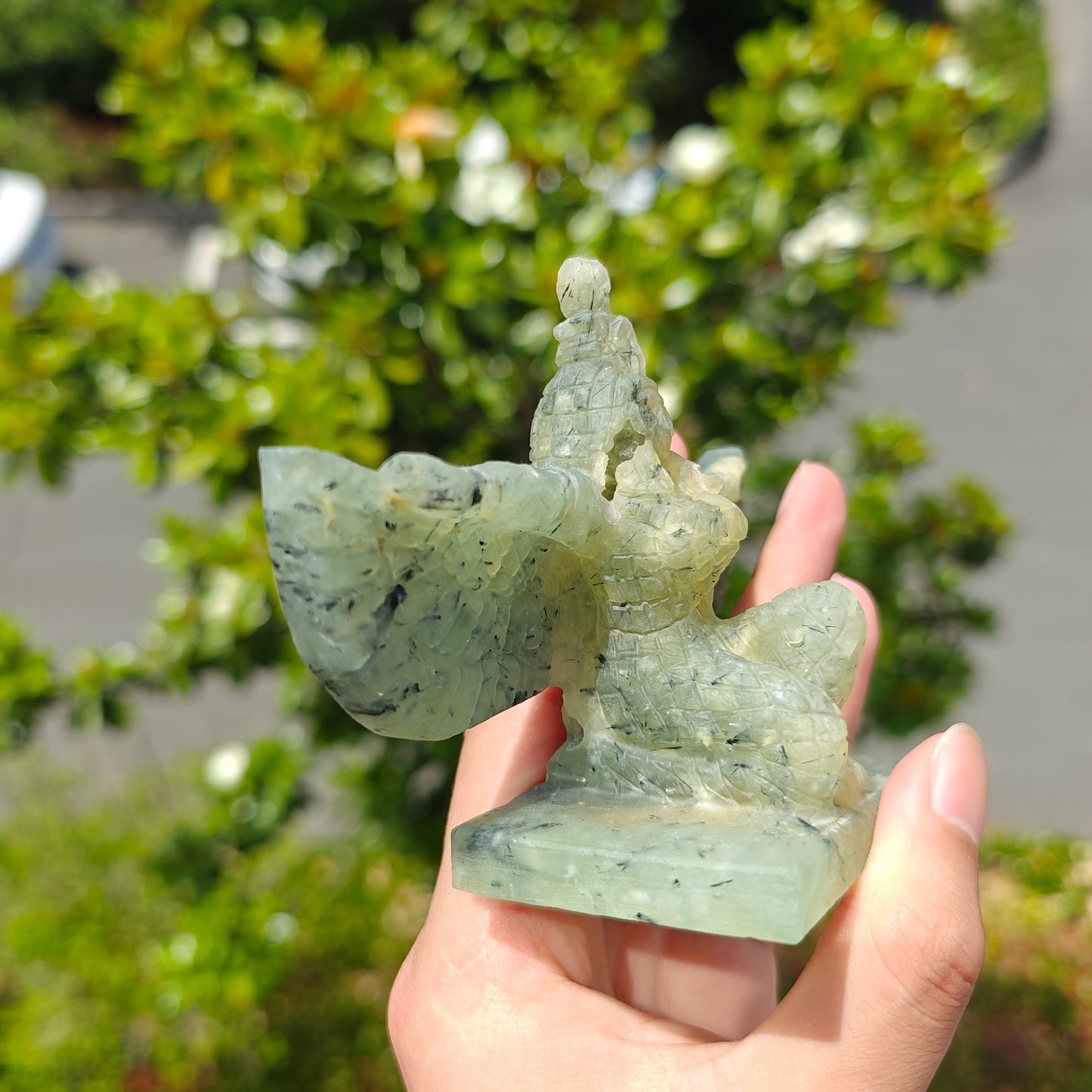 Hand Carved Prehnite Goddess Isis For Decoration And Gift