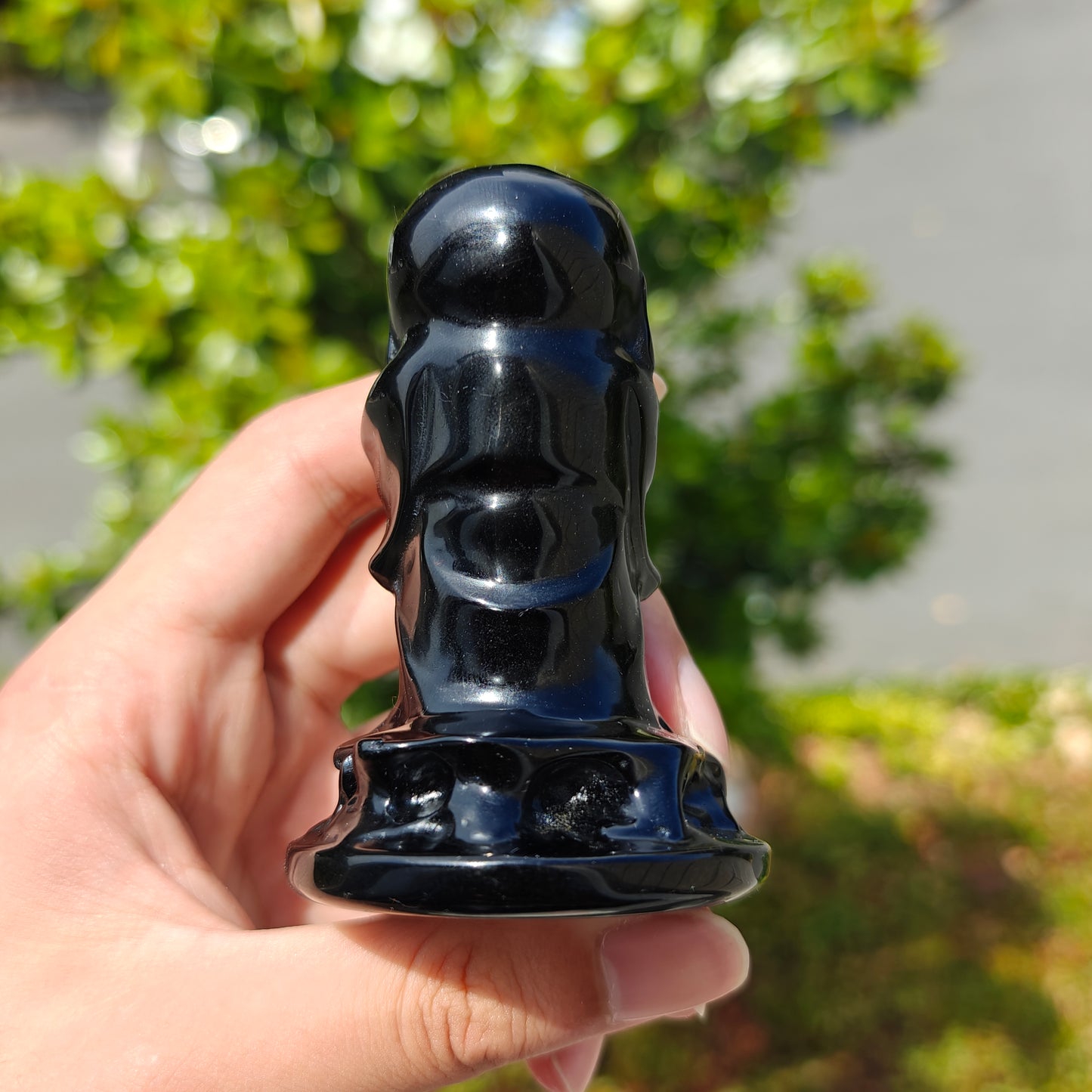 Hand Carved Black Obsidian Maitreya For Decoration And Gift