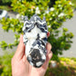 Hand Carved Black And White Zebra Jasper Dragon Head For Decoration And Gift