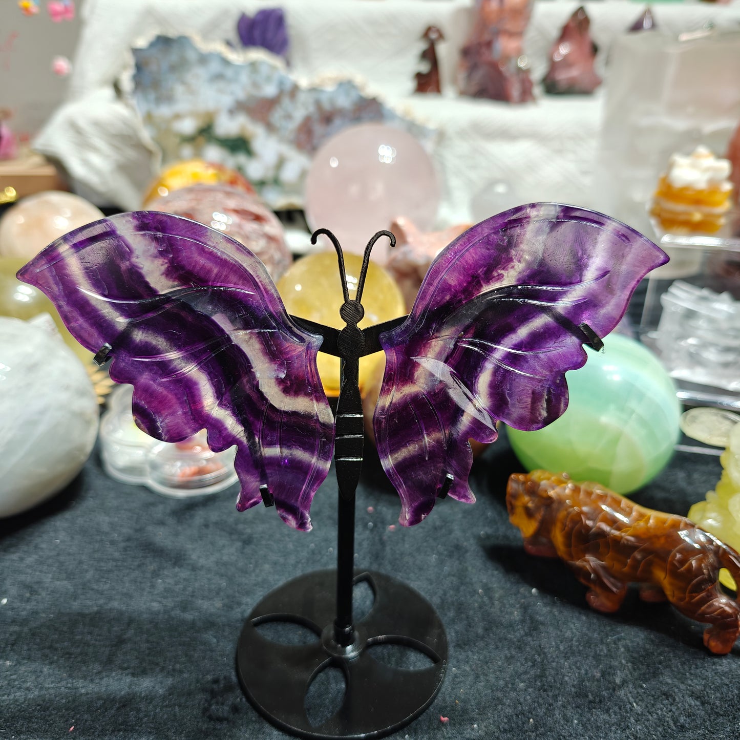 Hand Carved Rainbow Fluorite Butterfly For Decoration And Gift