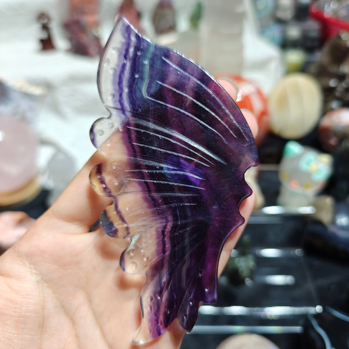 Hand Carved Rainbow Fluorite Butterfly For Decoration And Gift