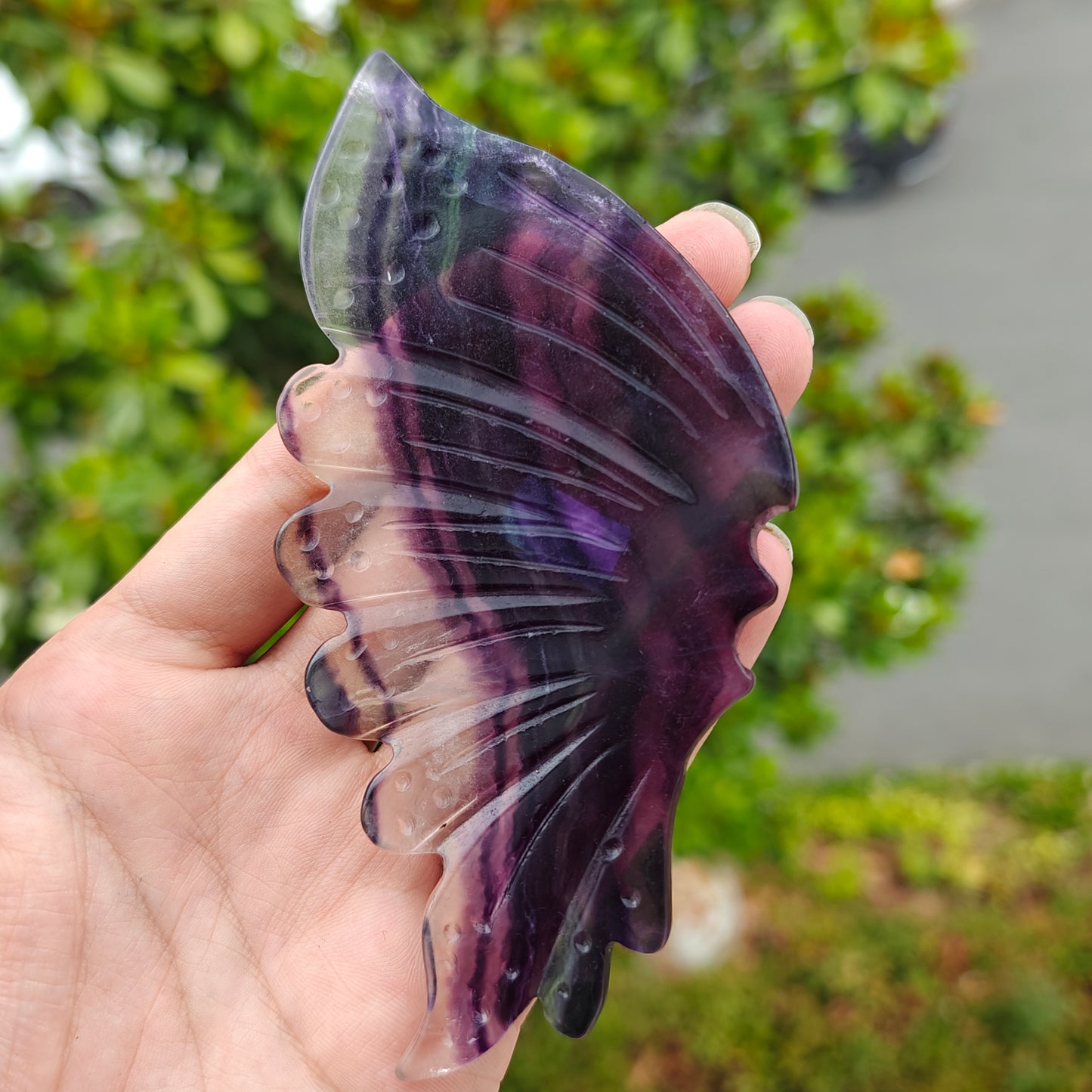 Hand Carved Rainbow Fluorite Butterfly For Decoration And Gift