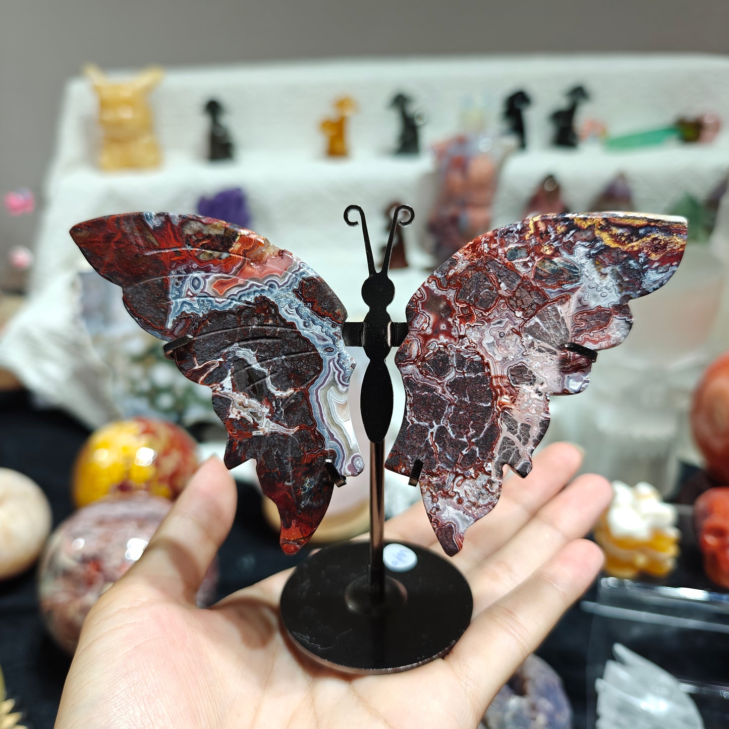 Hand Carved Mexican Agate Butterfly For Decoration And Gift