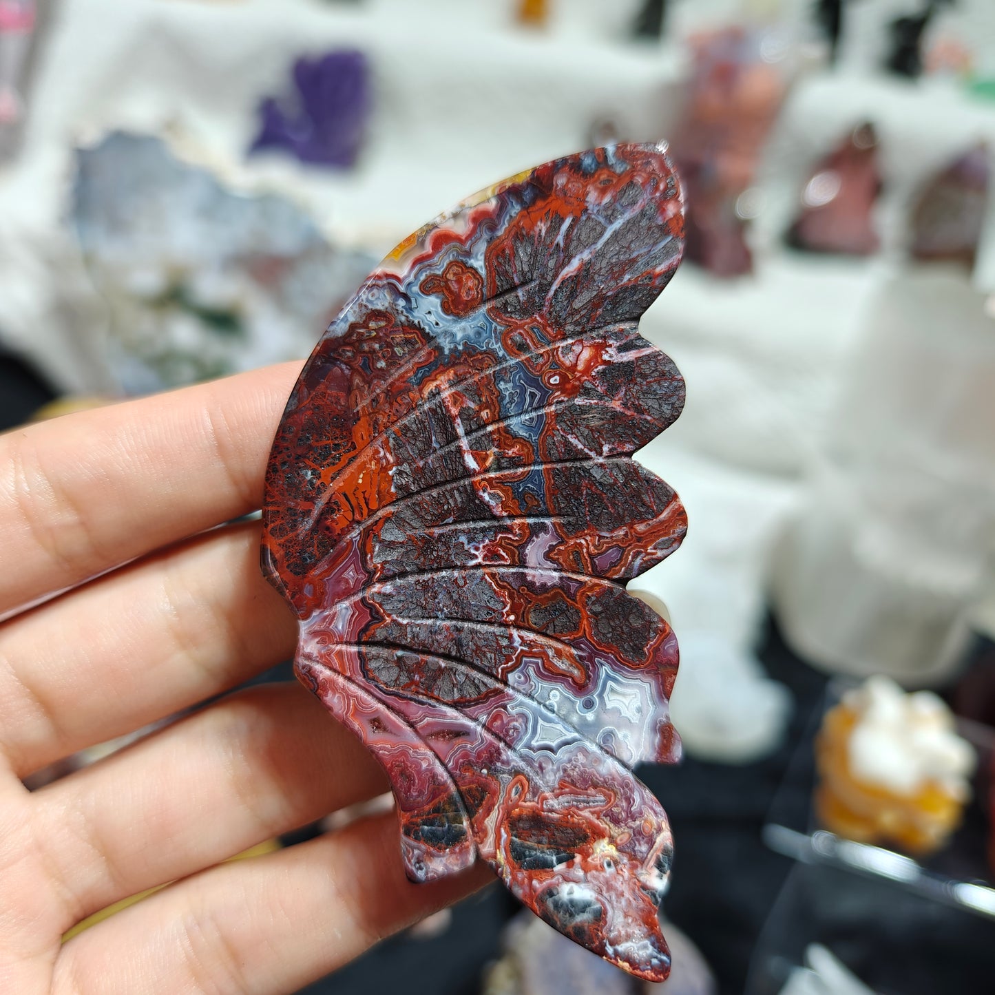 Hand Carved Mexican Agate Butterfly For Decoration And Gift