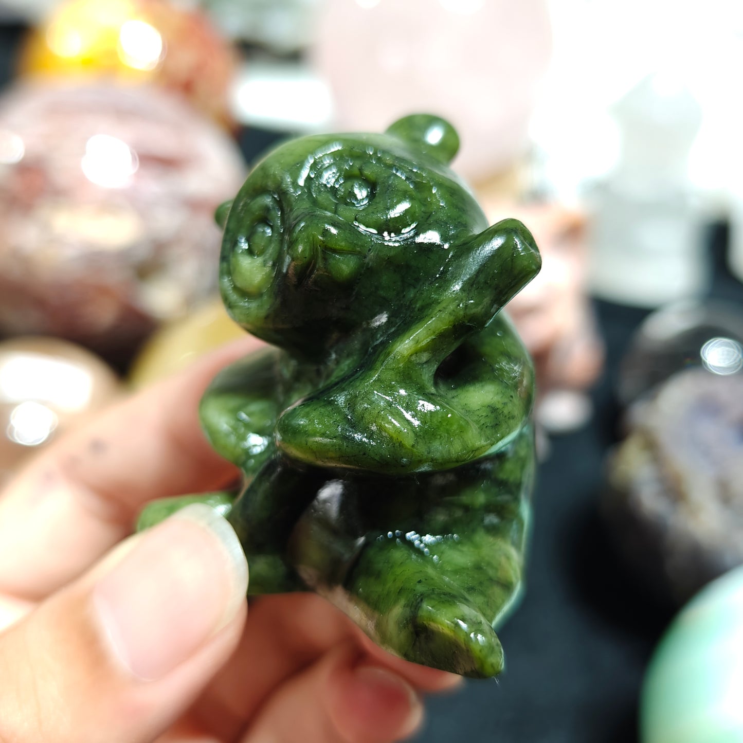 Hand Carved Xiuyan Jade Panda For Decoration And Gift