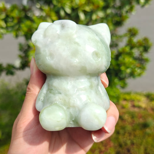 Hand Carved Xiuyan Jade Hellokitty For Decoration And Gift