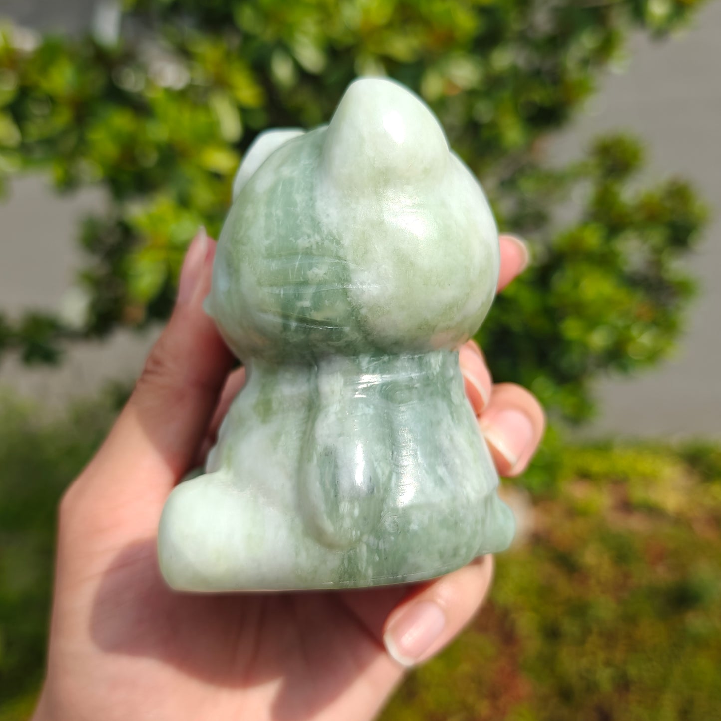 Hand Carved Xiuyan Jade Hellokitty For Decoration And Gift