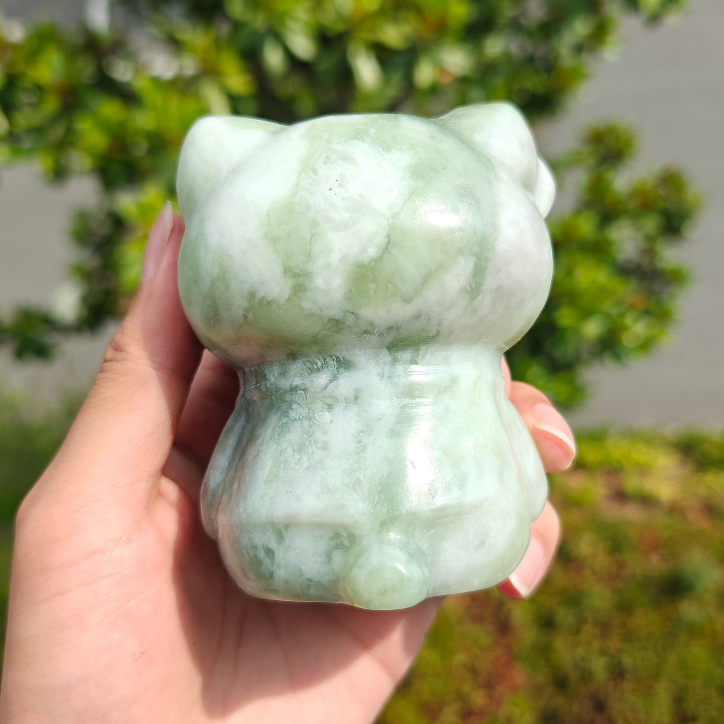 Hand Carved Xiuyan Jade Hellokitty For Decoration And Gift