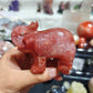 Hand Carved Red Fire Quartz Elephant For Decoration And Gift