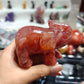 Hand Carved Red Fire Quartz Elephant For Decoration And Gift