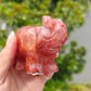 Hand Carved Red Fire Quartz Elephant For Decoration And Gift