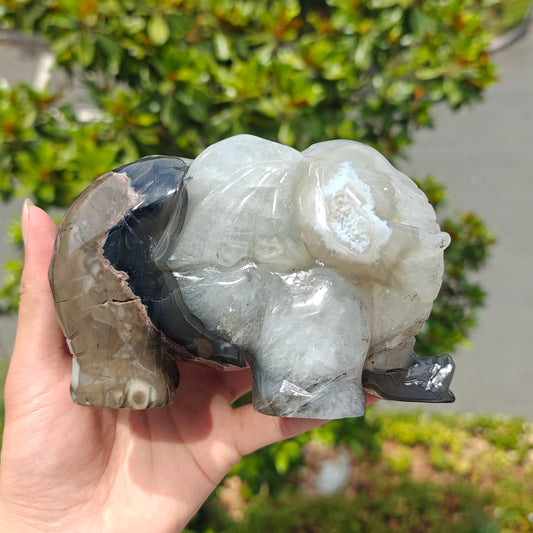 Hand Carved Volcano Agate Elephant For Decoration And Gift