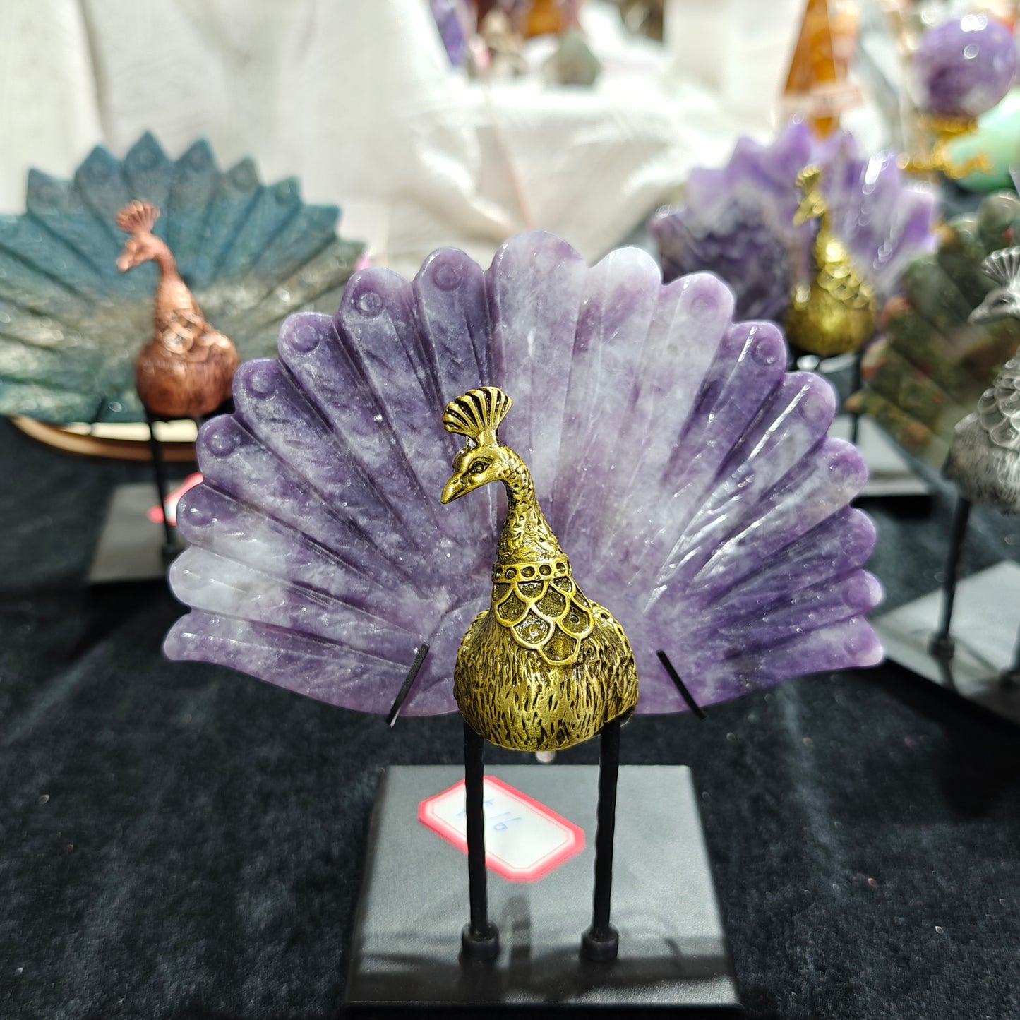 Hand Carved Lepidolite Peacock For Decoration And Gift