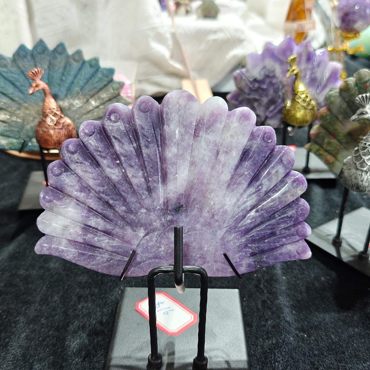 Hand Carved Lepidolite Peacock For Decoration And Gift