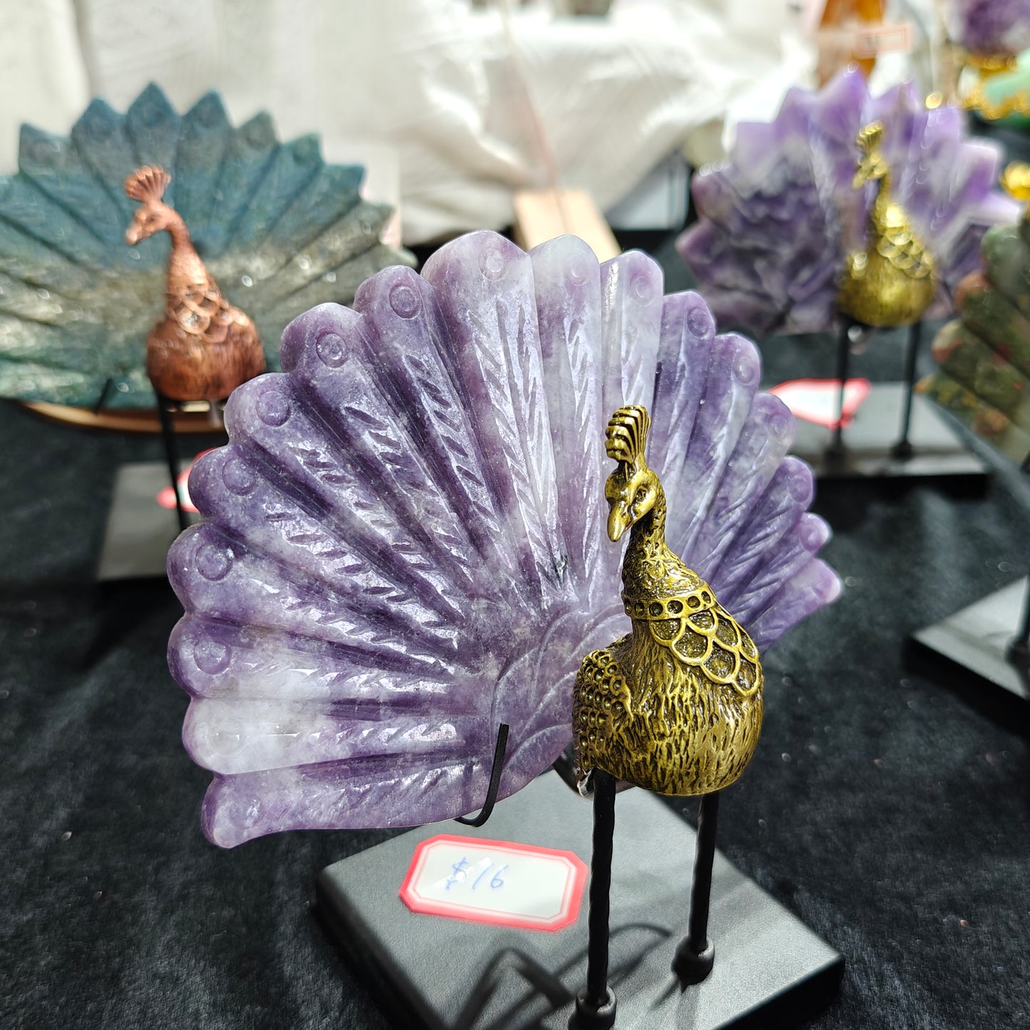 Hand Carved Lepidolite Peacock For Decoration And Gift