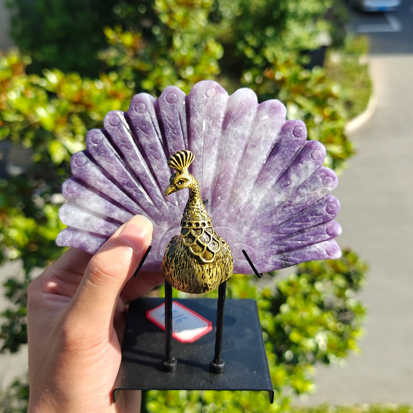 Hand Carved Lepidolite Peacock For Decoration And Gift