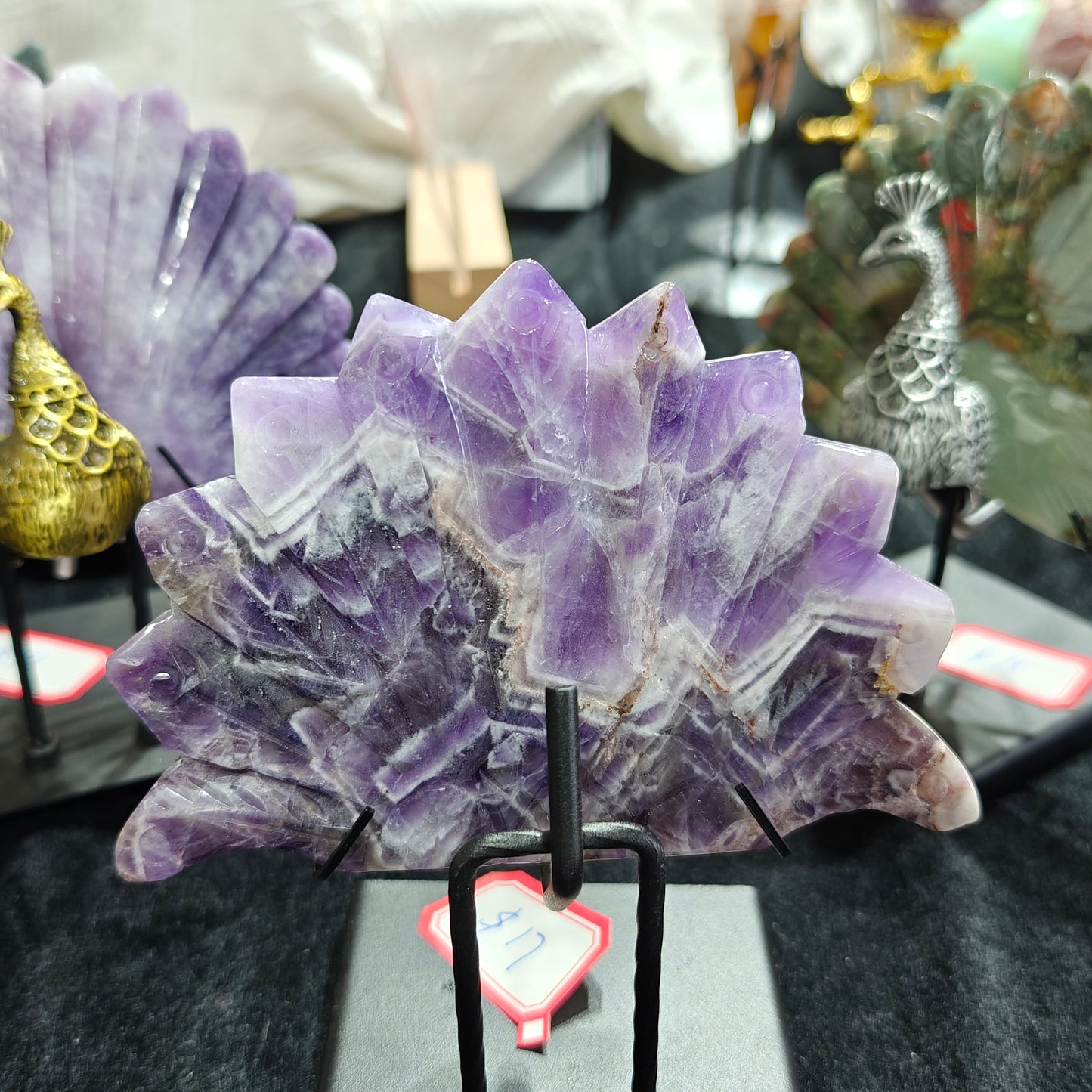 Hand Carved Dream Amethyst Peacock For Decoration And Gift